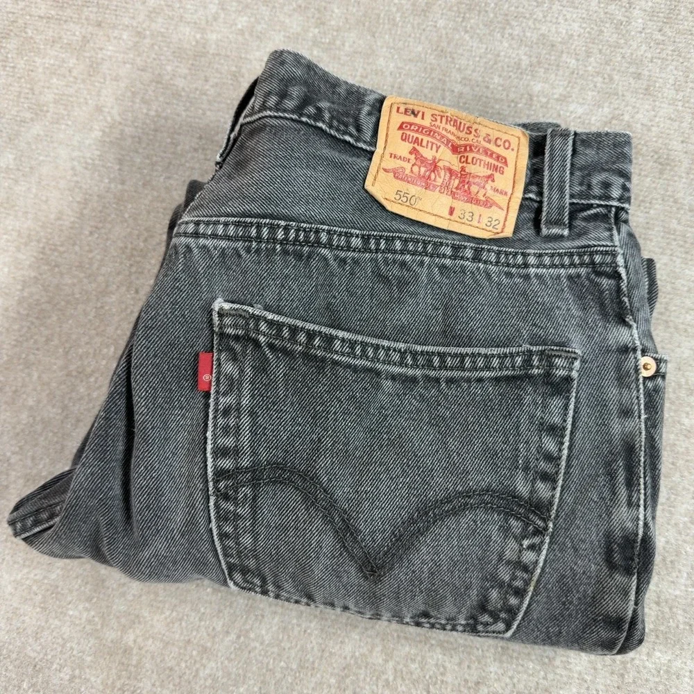 Vintage Levis 550 Mens 33x32 Faded Black Relaxed Fit Jeans Y2K Baggy 550-0260